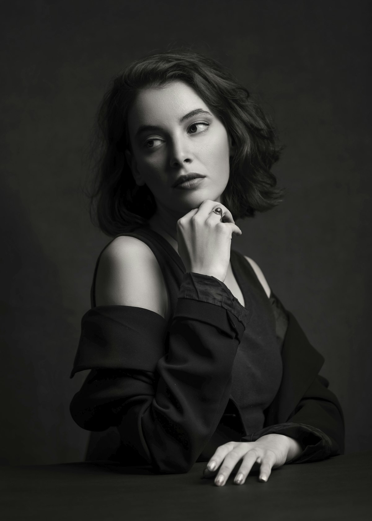 Studio portrait, dramatic lighting