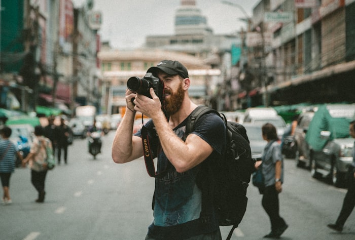 Photographer shooting on location